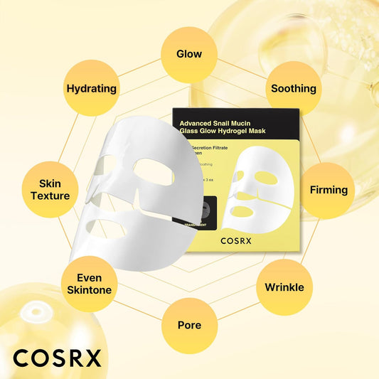 COSRX – Advanced Snail Mucin Glass Glow Hydrogel Mask (3 sheets) – Hydrating Glass Skin Mask